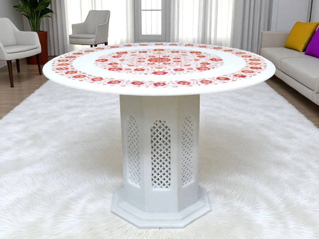 Luxury Lapis Inlay Marble Coffee Table – Timeless Elegance for Your Home